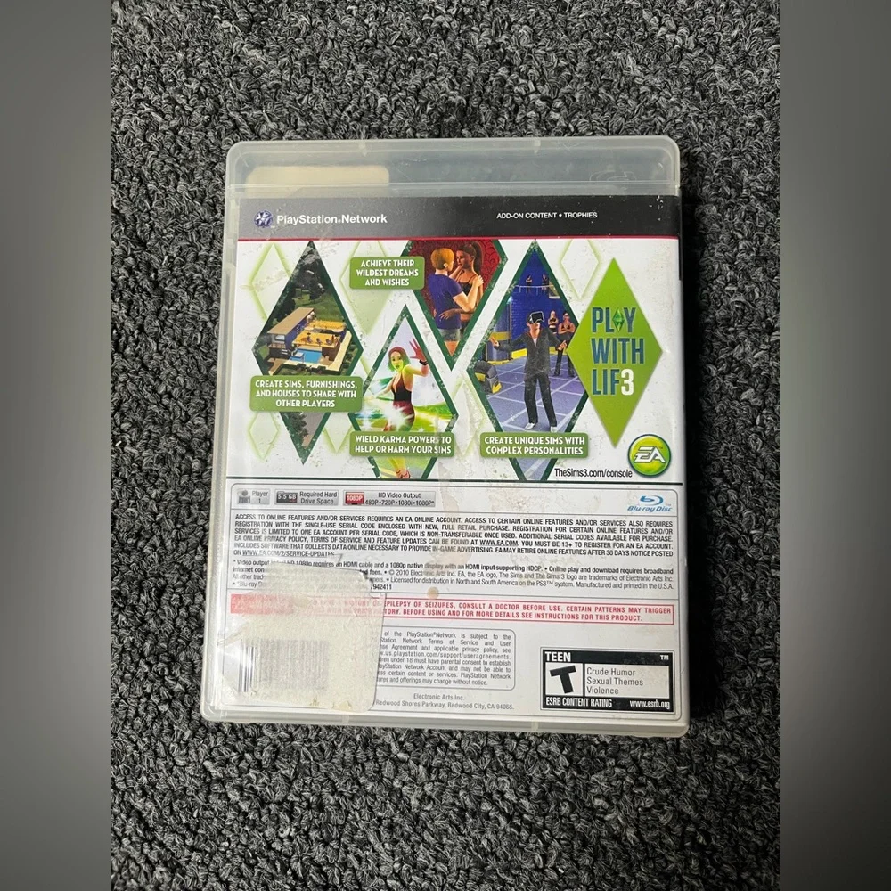 The Sims 3 EA Sony Playstation 3 2010 W Manual TESTED=WORKING